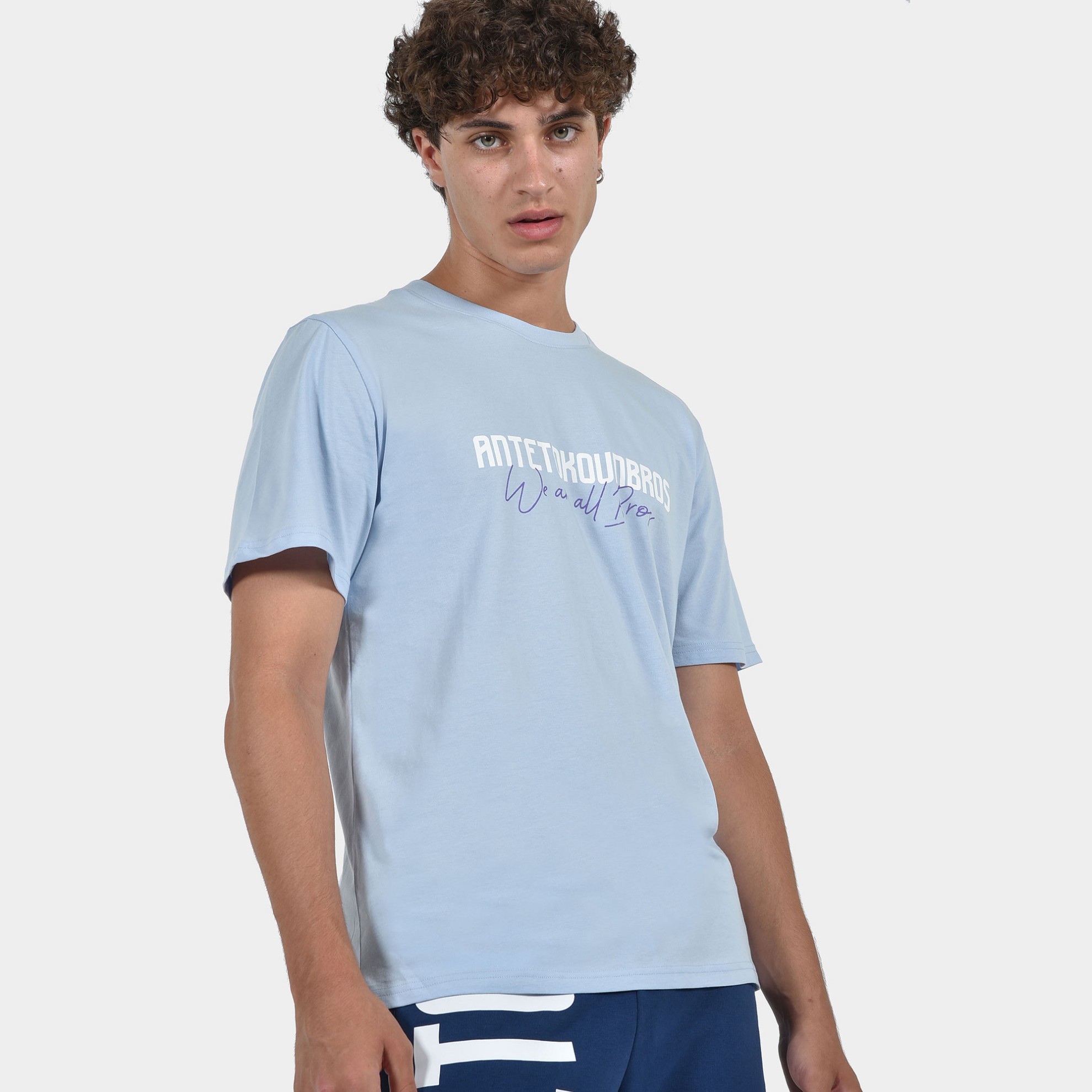 ANTETOKOUNBROS Men's T-shirt We are all Bros front Light Blue