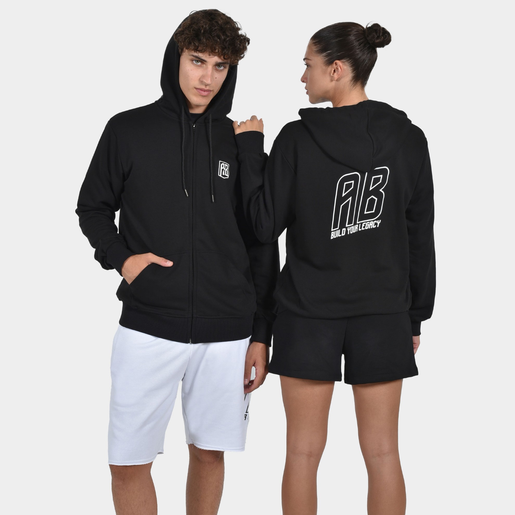 ANTETOKOUNBROS Unisex Full Zip Hoodie Build your Legacy Black Model Front