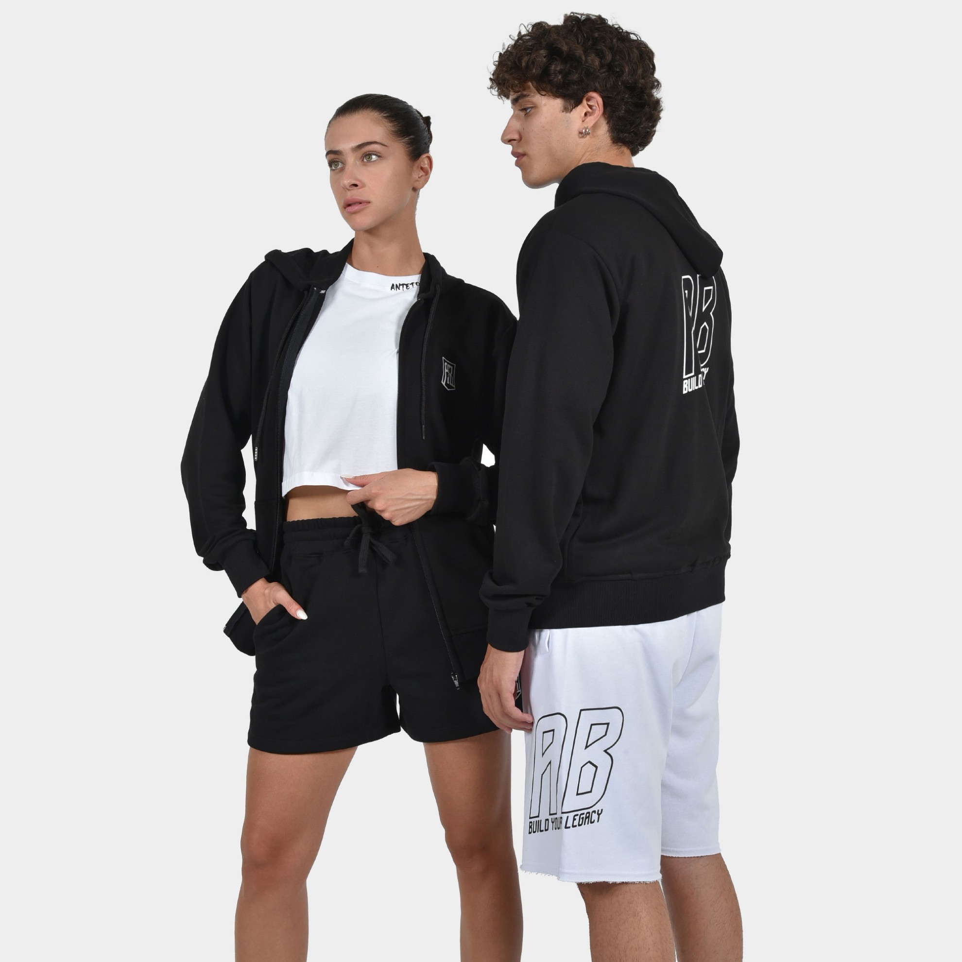 ANTETOKOUNBROS Unisex Full Zip Hoodie Build your Legacy Black Model Side