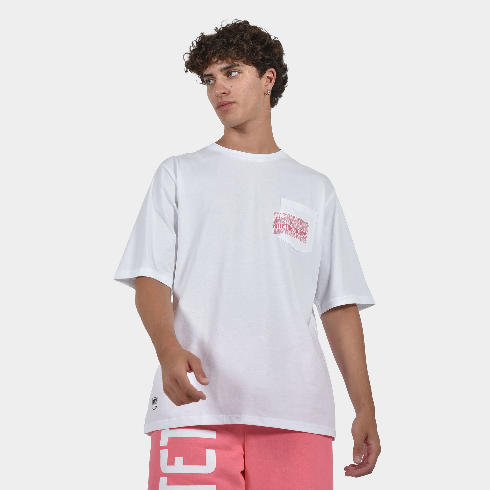  ANTETOKOUNBROS Men’s T-shirt Multi Graffiti White Front