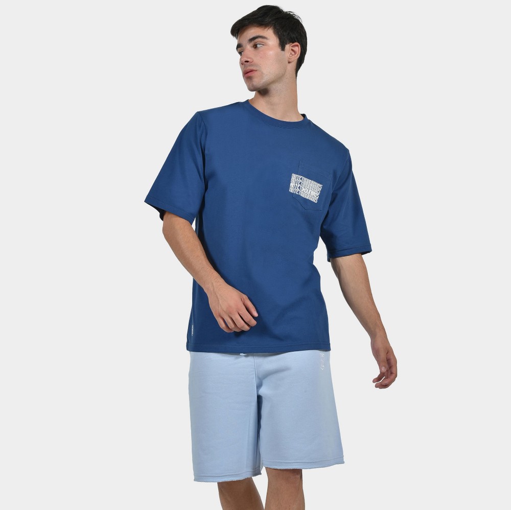 Men’s T-shirt Multi Graffiti Blue Model Front
