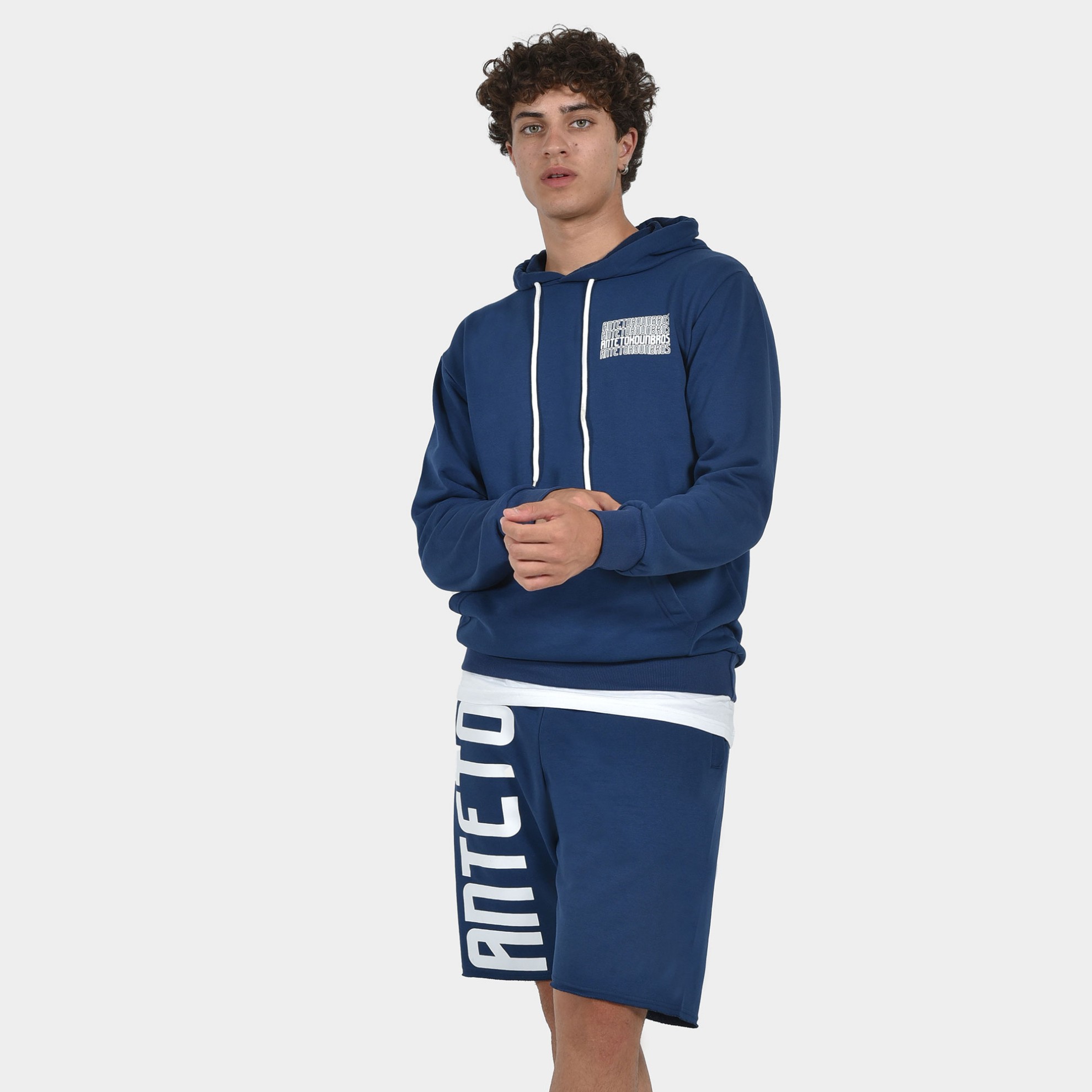  ANTETOKOUNBROS Men's Hoodie Multi Graffiti Blue Marine Model Front Front