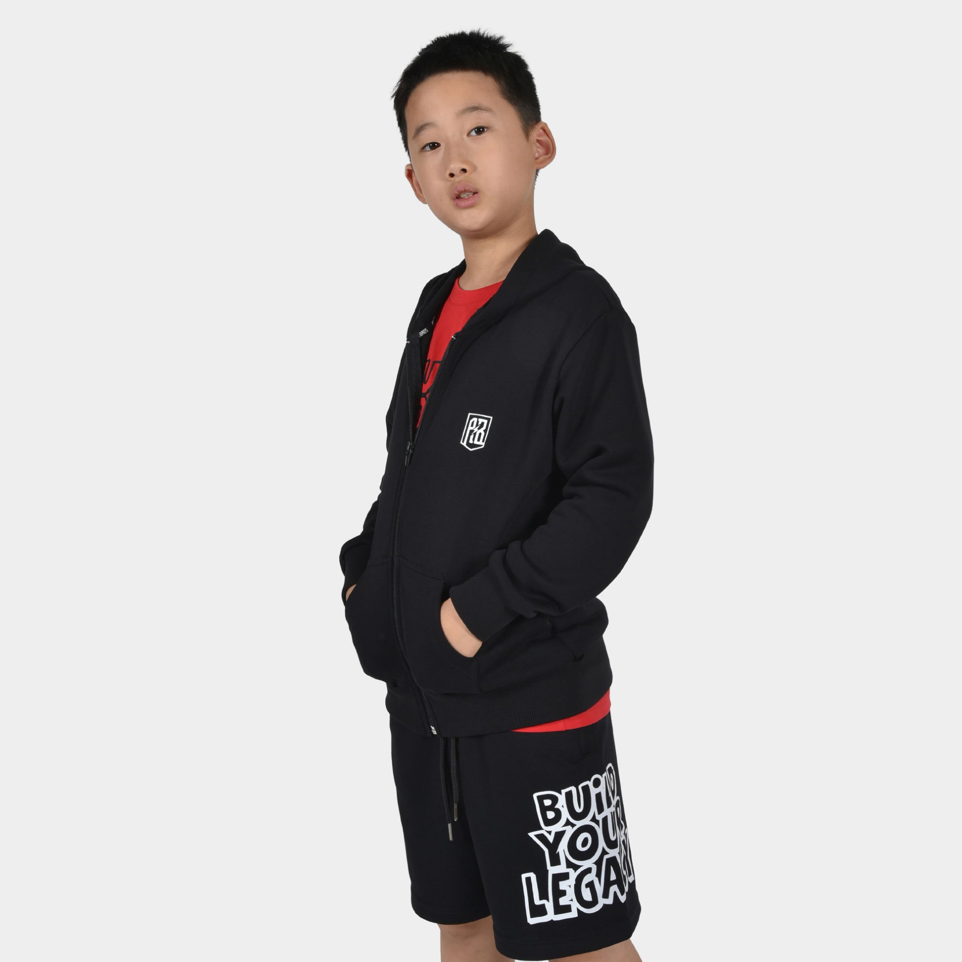 Kids' Full Zip Hoodie Build your Legacy Black Side