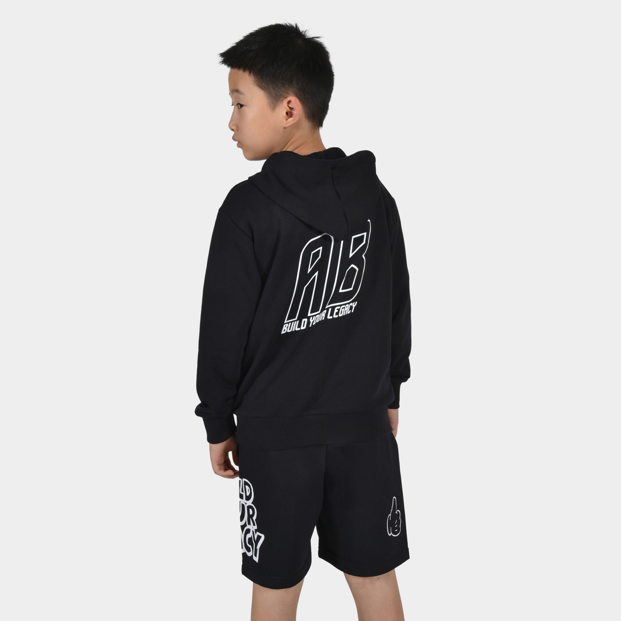 Kids' Full Zip Hoodie Build your Legacy Black Back