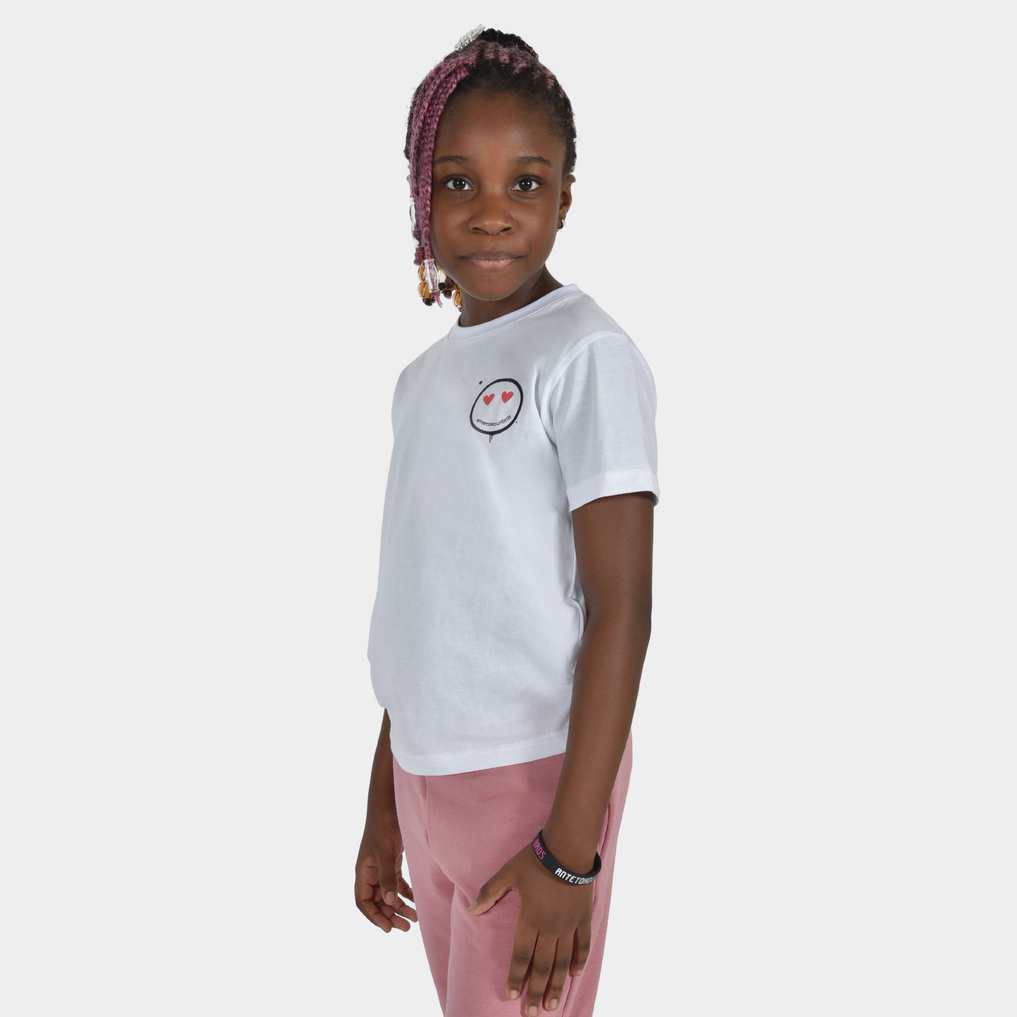 Kids' T-shirt Smiley White side