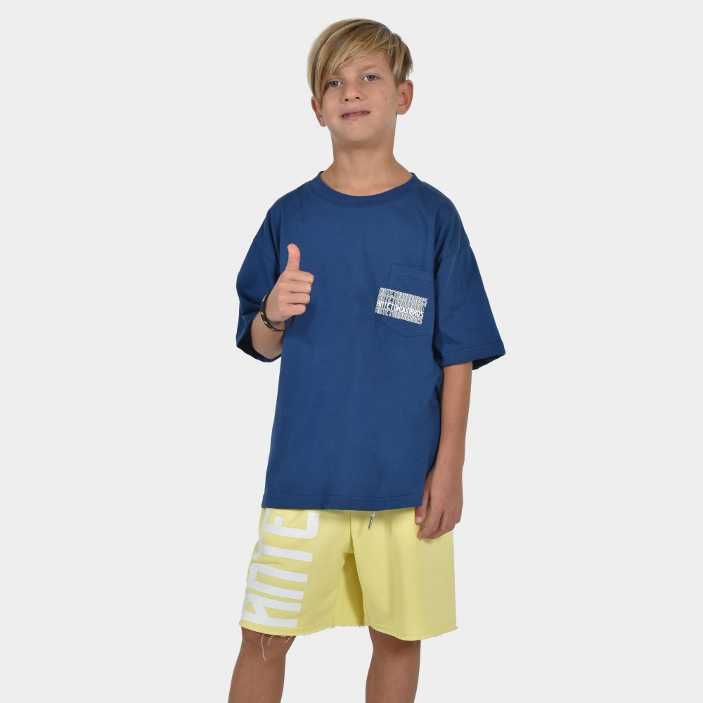 Kids' T-shirt Multi Graffiti Blue Model Front 1