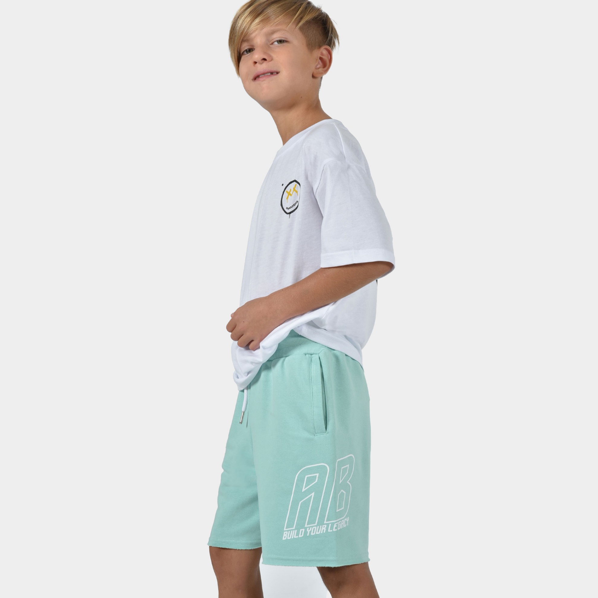 Kids' Shorts Build Your Legacy AB Veraman Model Front | ANTETOKOUNBROS 