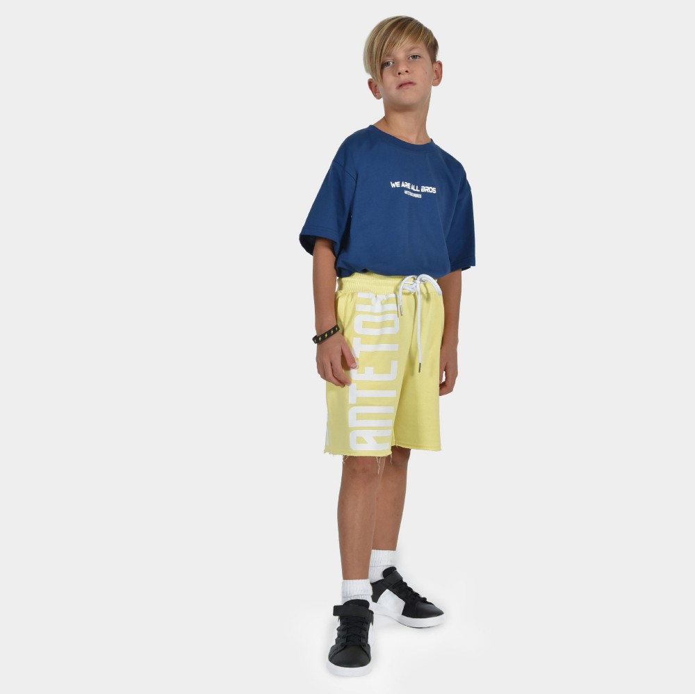 Kids' Shorts Multi Graffiti Yellow Model Front | Antetokounbros