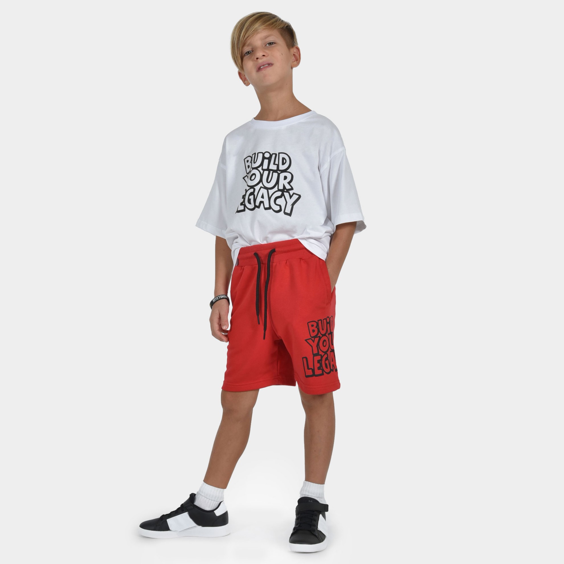 Kids' Shorts Build your Legacy Black Model Front 1 | ANTETOKOUNBROS