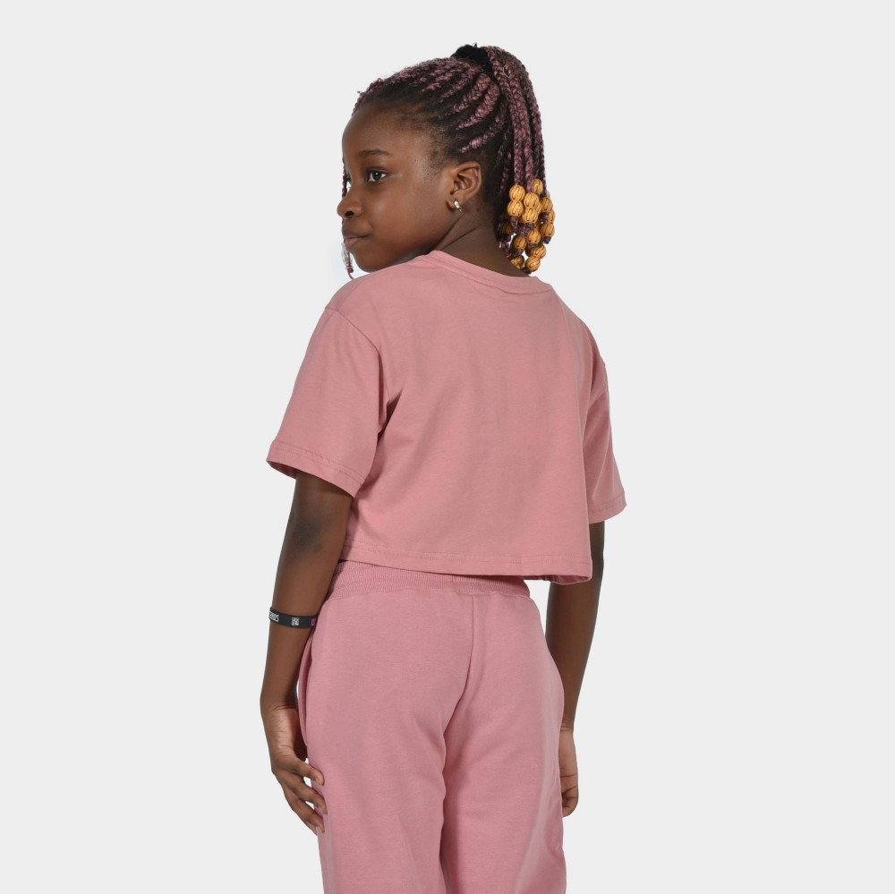 Kids' Crop Top T-shirt  Baseline | ANTETOKOUNBROS | Pink Back