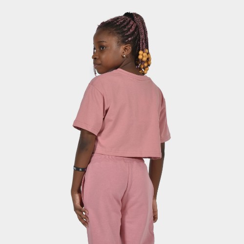 Kids' Crop Top T-shirt  Baseline | ANTETOKOUNBROS | Pink Back thumb