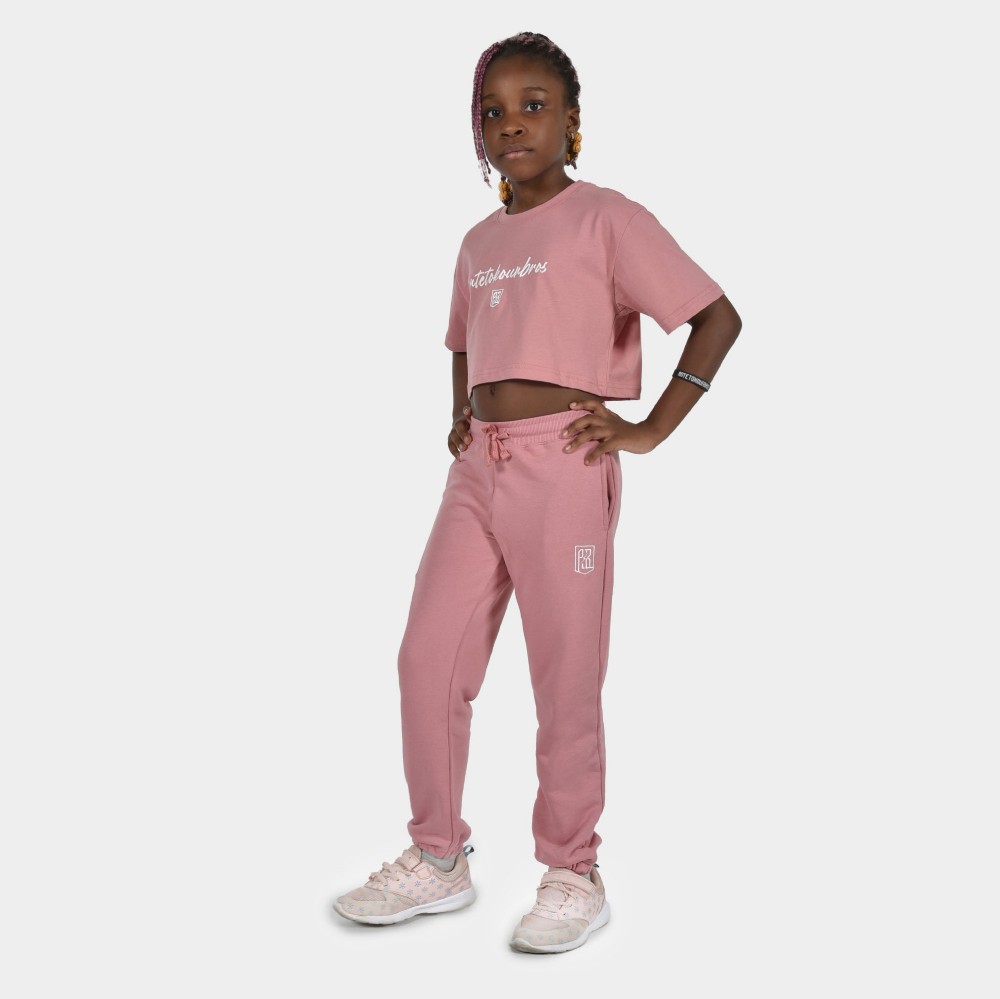 Kids' Crop Top T-shirt  Baseline | ANTETOKOUNBROS | Pink Model Front