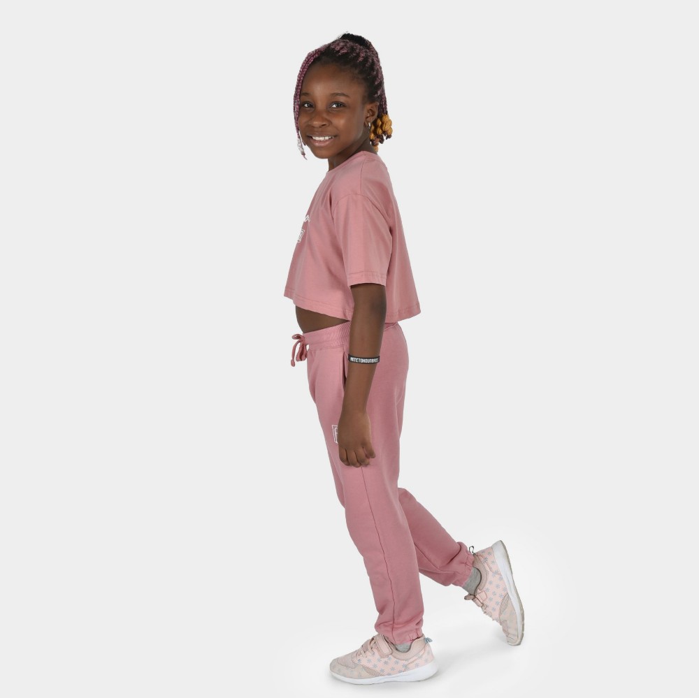 Kids' Crop Top T-shirt  Baseline | ANTETOKOUNBROS | Pink Model Front 1