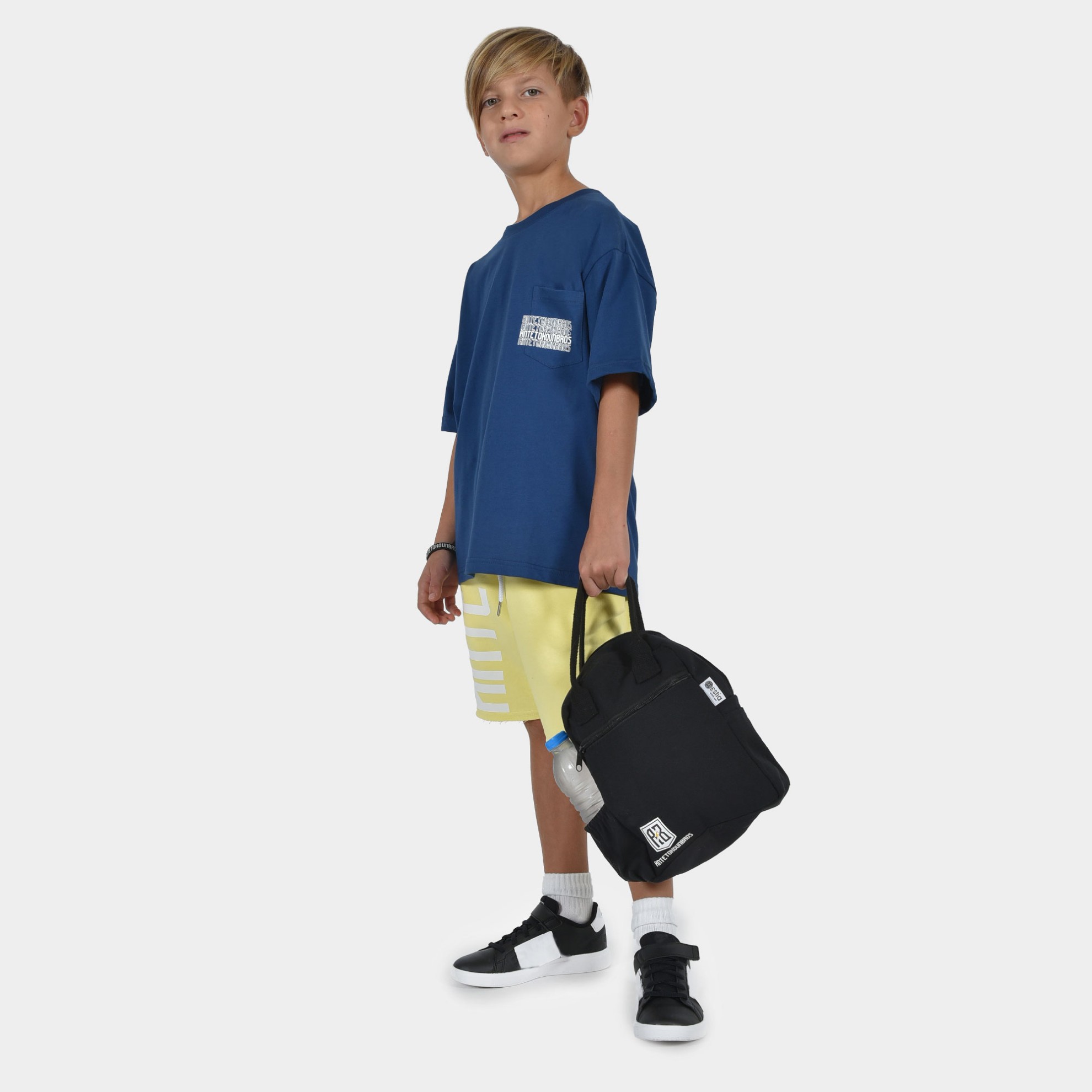 Kids' T-shirt Multi Graffiti Blue Model Front