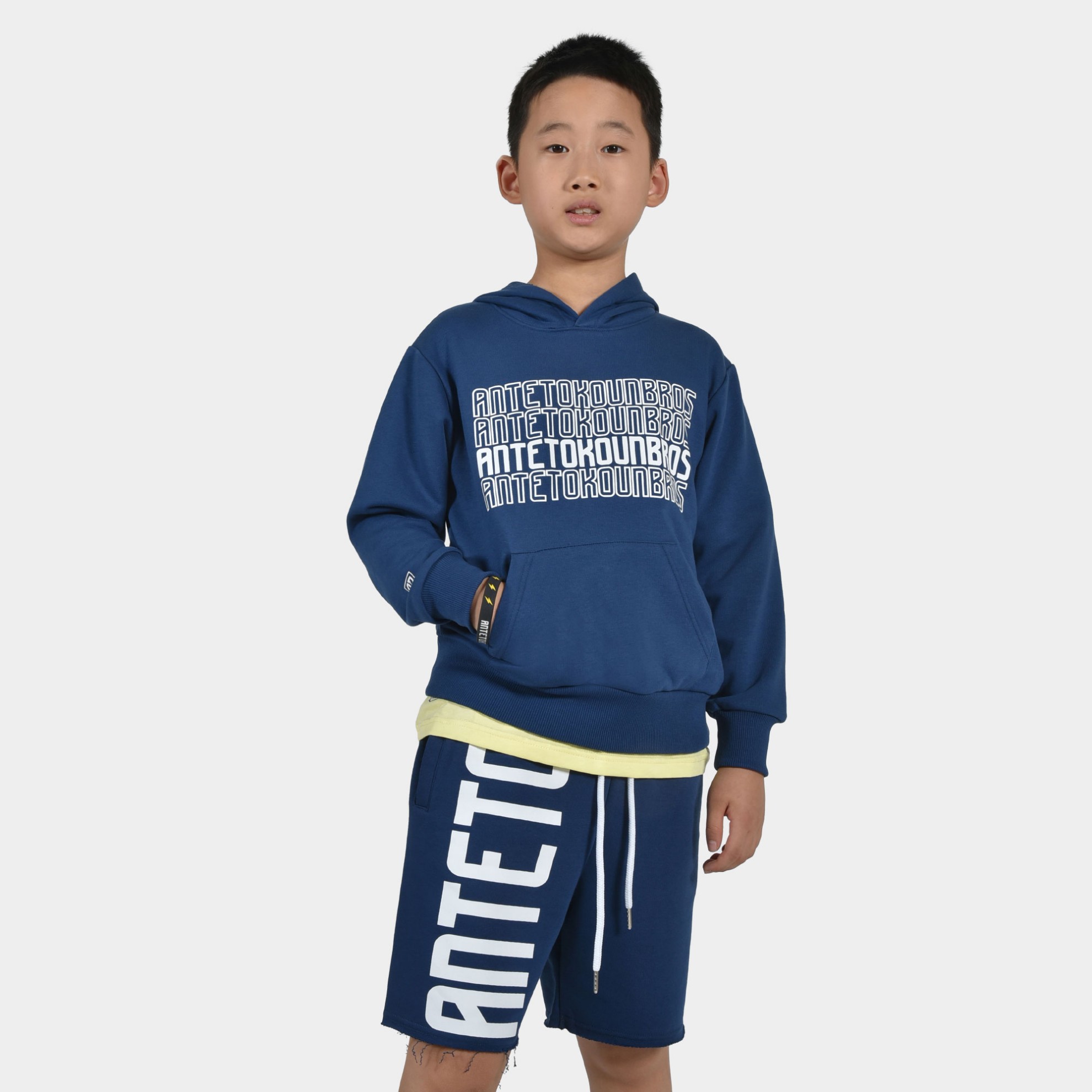 Kids' Shorts Multi Graffiti Blue Model Front 1 | Antetokounbros