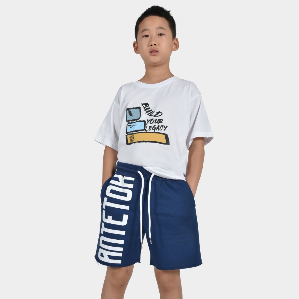 Kids' Shorts Multi Graffiti Blue Model Front | Antetokounbros