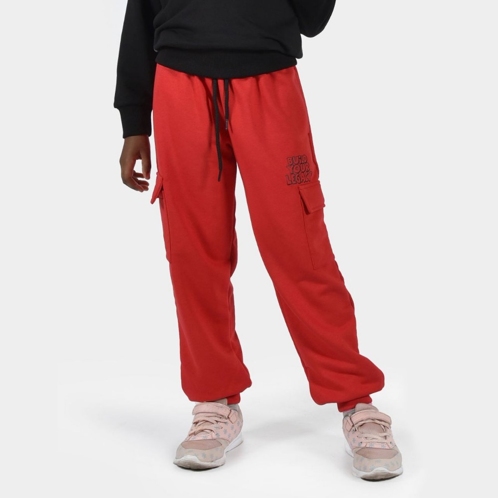 ANTETOKOUNBROS Kids' Cargo Sweatpants Build Your Legacy Red Front