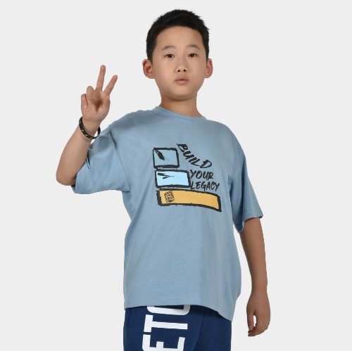 Kids' T-shirt Build your Legacy House Dusty Blue Front