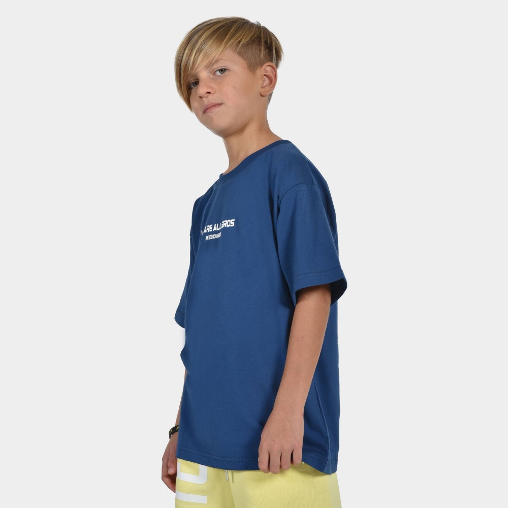 Kids' T-Shirt with "We are all Bros" Logo | ANTETOKOUNBROS | Blue Front 1