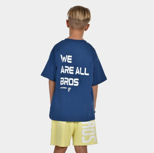Kids' T-Shirt with "We are all Bros" Logo | ANTETOKOUNBROS | Blue Model Back 2 thumb