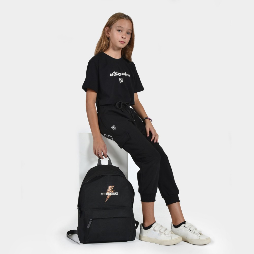 Kids' Crop Top T-shirt  Baseline | ANTETOKOUNBROS | Black Model Style 