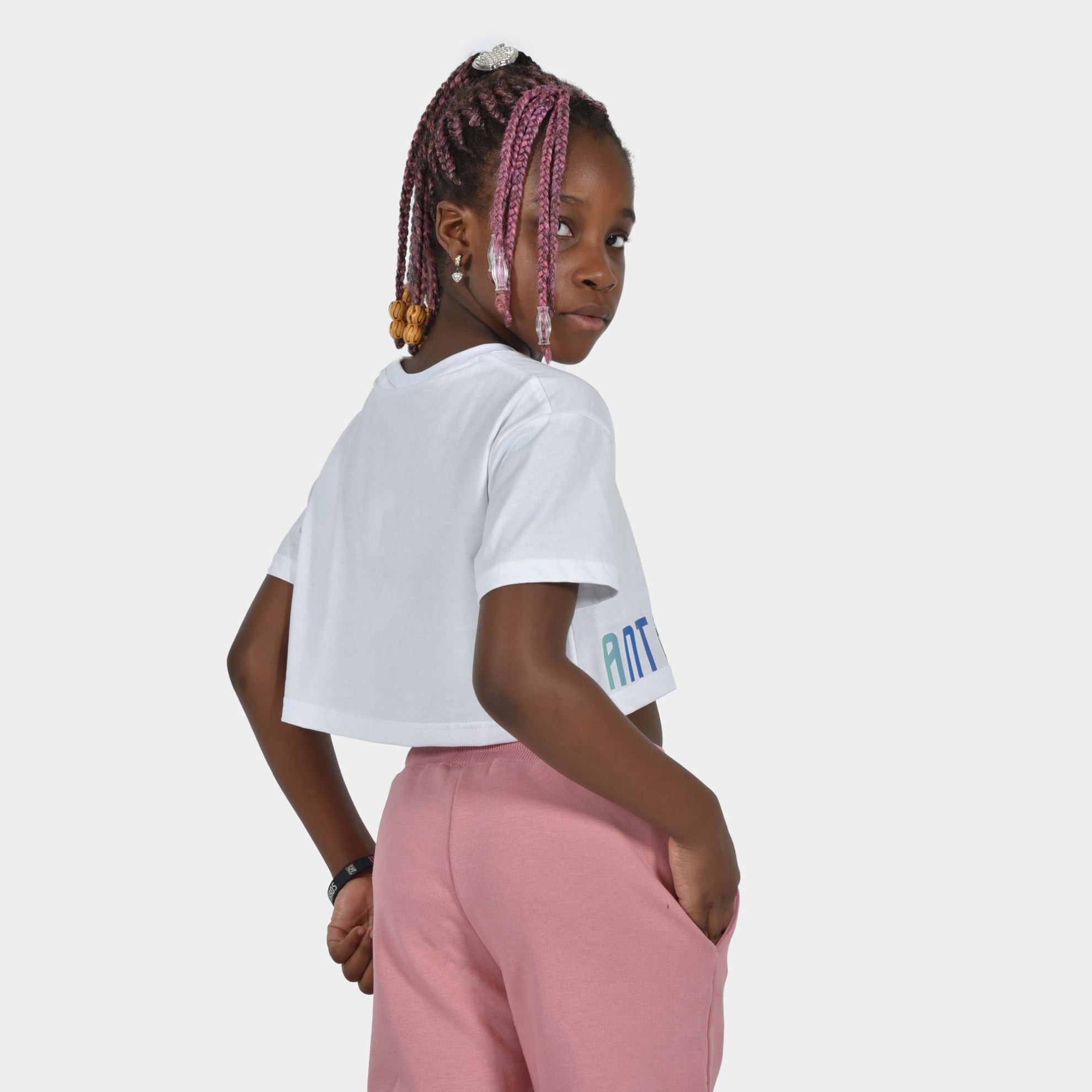 ANTETOKOUNBROS Kids' Crop Top T-shirt Calm Graffiti White Back