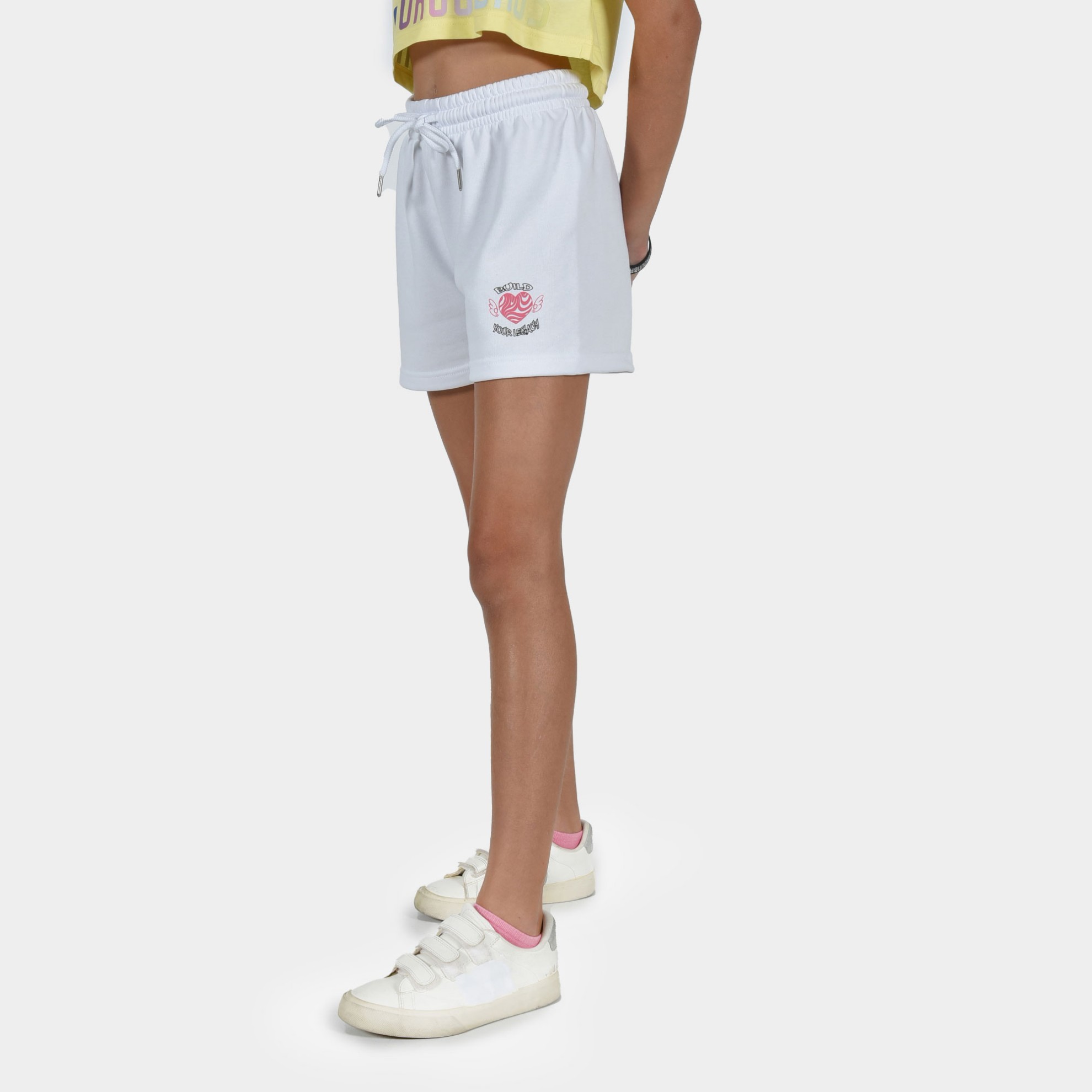 Kids' Shorts Build Your Legacy Graffiti White Front 1 | ANTETOKOUNBROS