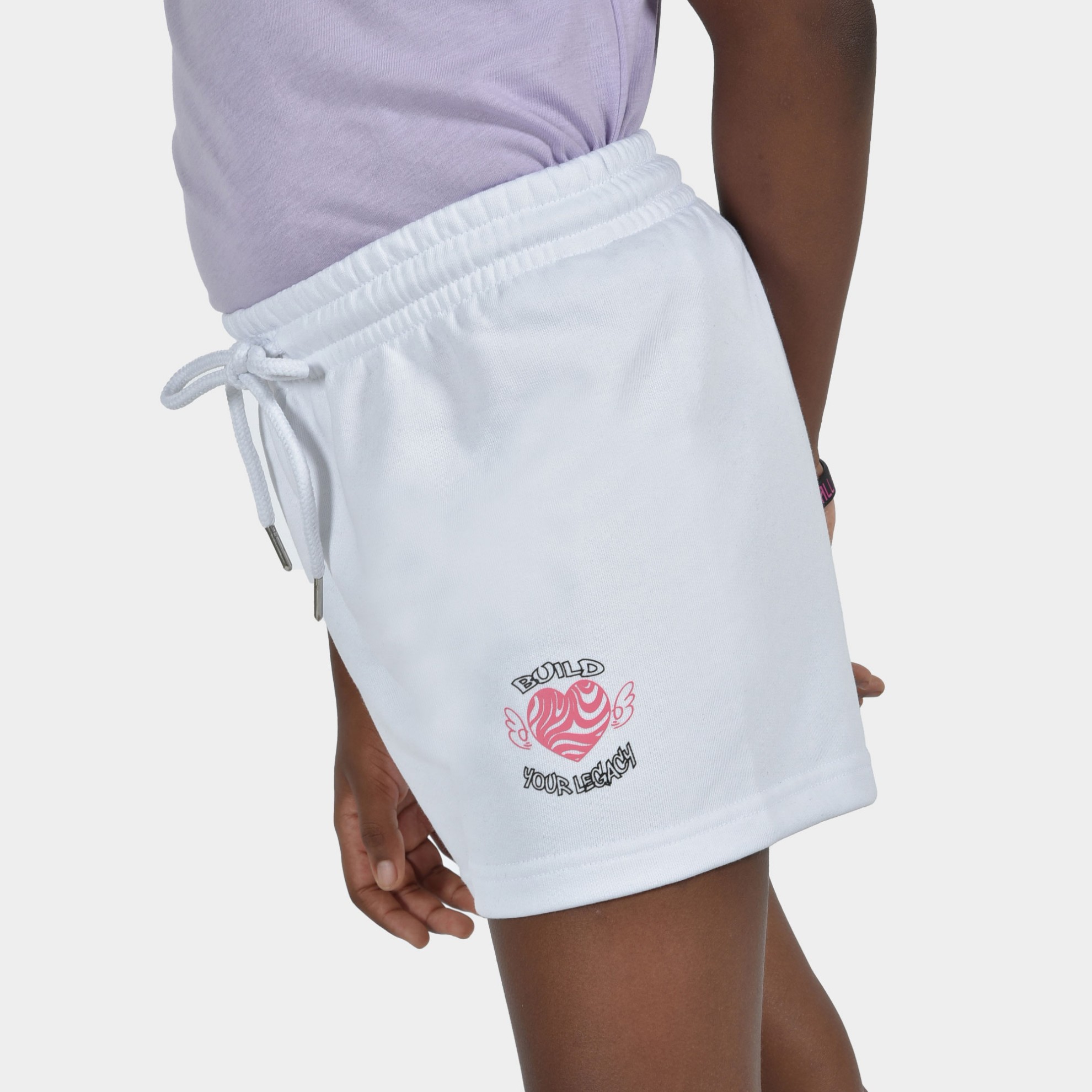 Kids' Shorts Build Your Legacy Graffiti White Detail 2 | ANTETOKOUNBROS