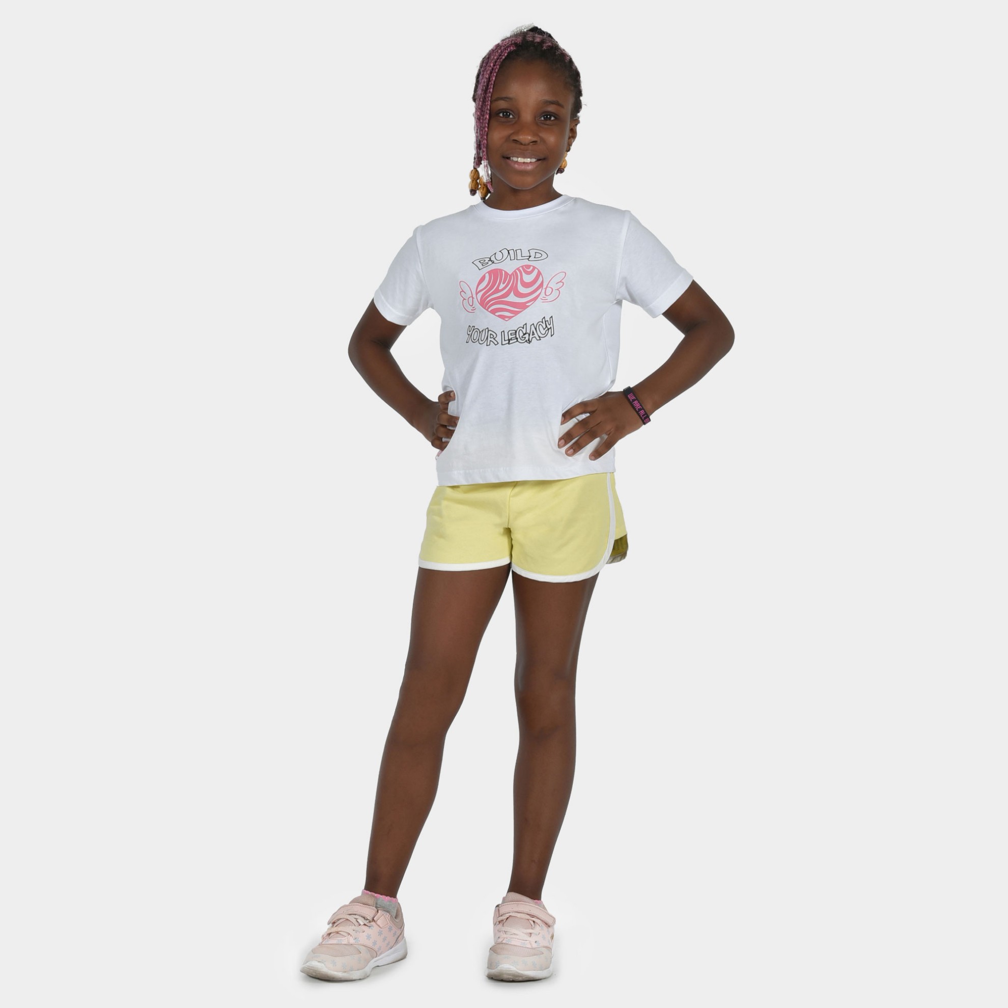 Kids' T-shirt Build Your Legacy Graffiti White Model Front