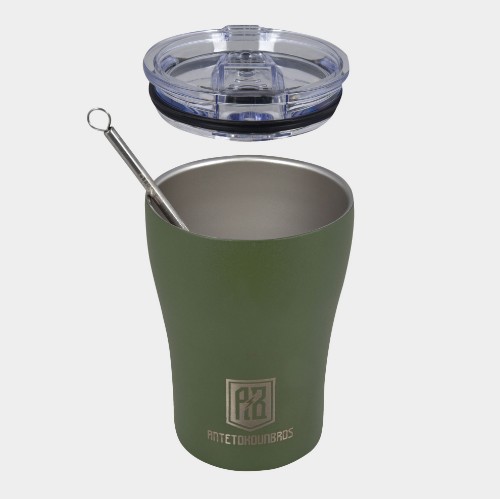 Insulated Coffee Mug 350ml | ANTETOKOUNBROS | Olive Green Detail