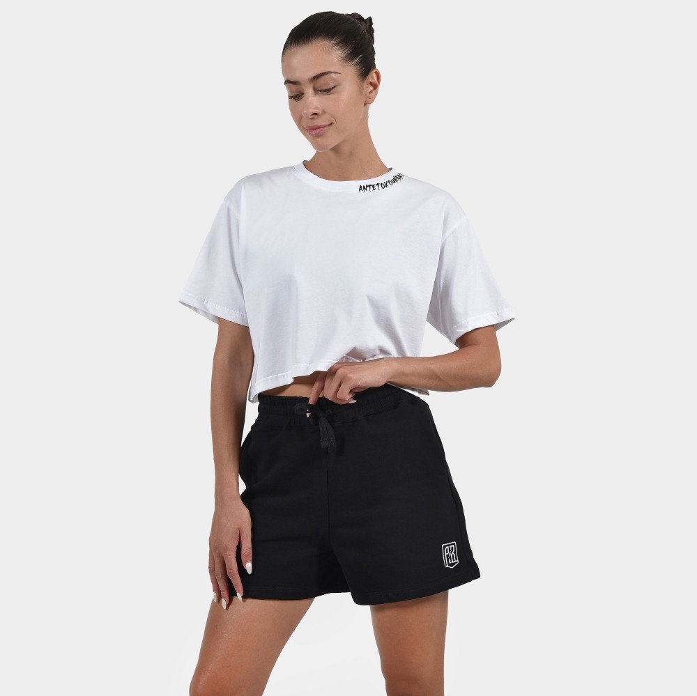 Women's Shorts Baseline | ANTETOKOUNBROS | Black Model Front 1