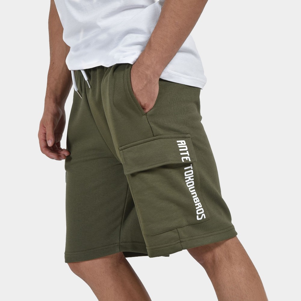 Men's Cargo Shorts in Khaki color | ANTETOKOUNBROS  side