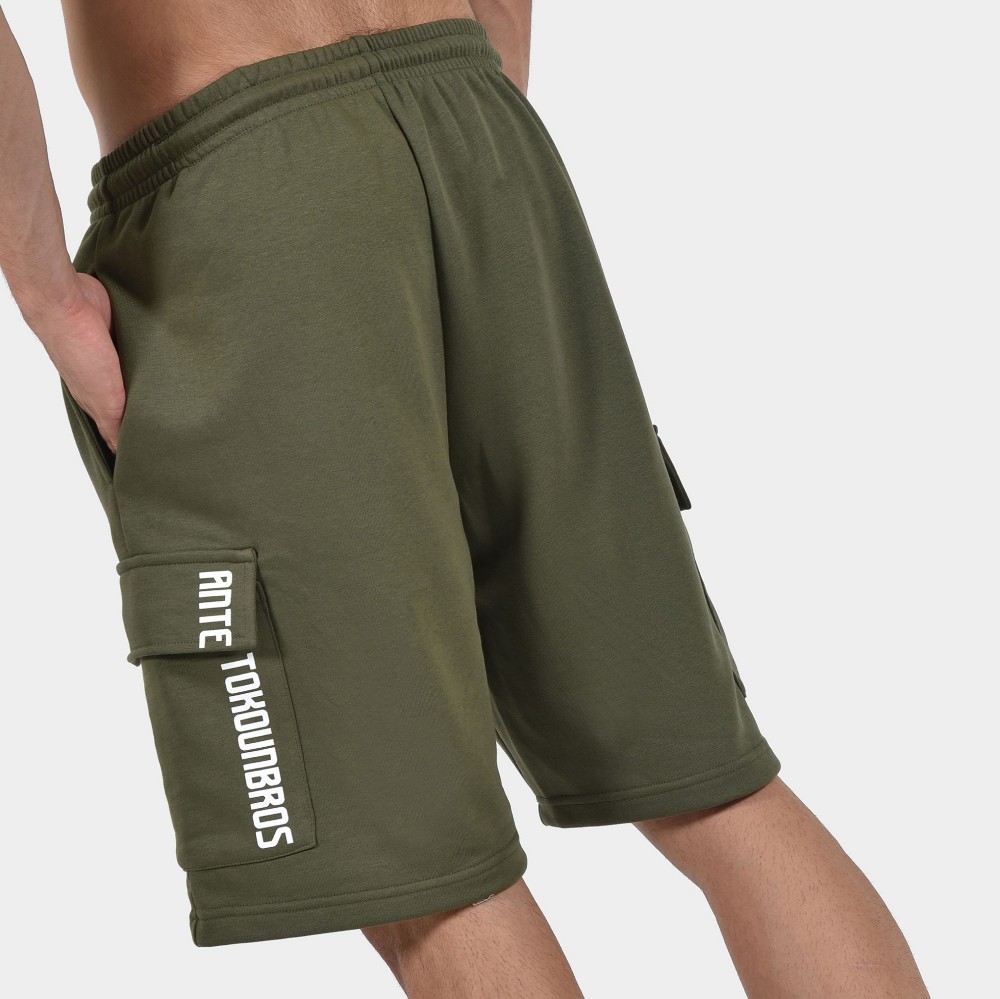 Men's Cargo Shorts in Khaki color | ANTETOKOUNBROS Back Detail