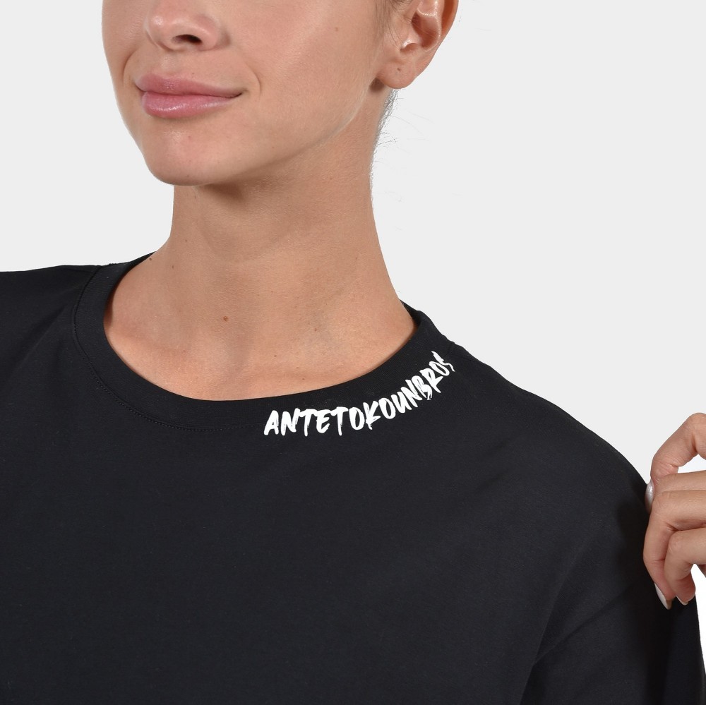 Women's Crop Top T-shirt Graffiti | ANTETOKOUNBROS | Black Detail  2