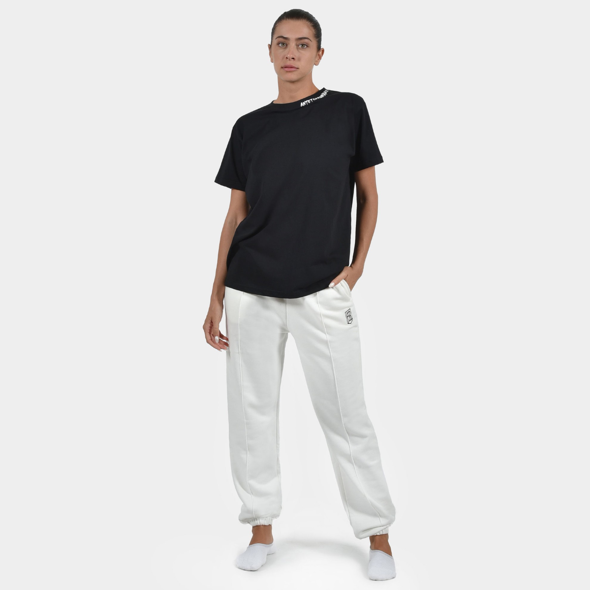 Women's T-shirt Graffiti | ANTETOKOUNBROS | Black Model Front