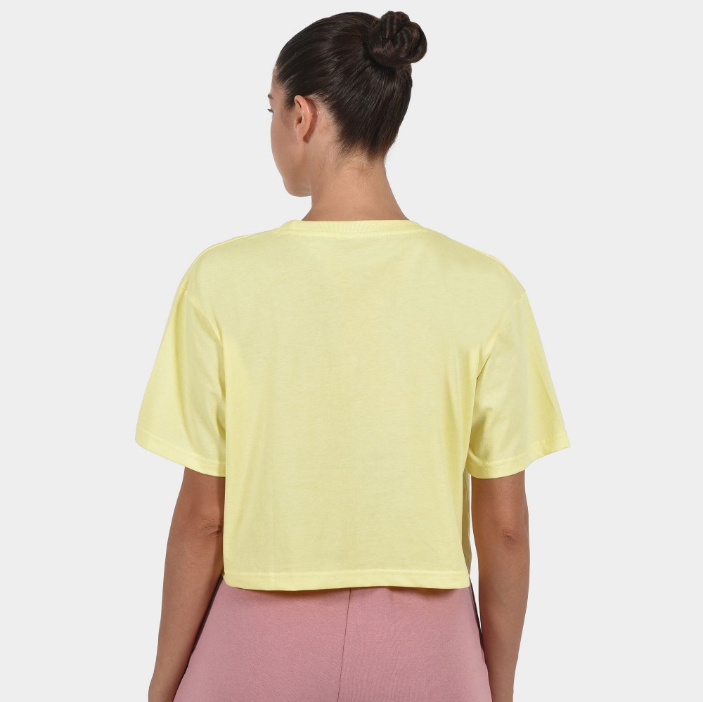 Women's Crop Top T-shirt Calm Graffiti Yellow Back