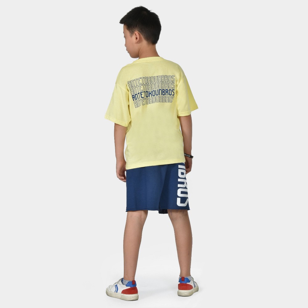 Kids' T-shirt Multi Graffiti | ANTETOKOUNBROS | Yellow Model Back