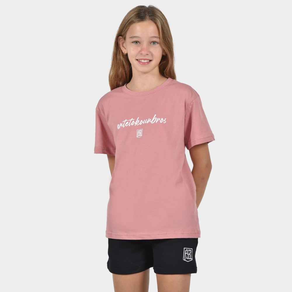 Kids' T-shirt Baseline | ANTETOKOUNBROS | Pink Front