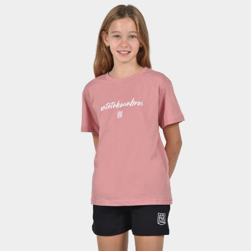 Kids' T-shirt Baseline | ANTETOKOUNBROS | Pink Front thumb