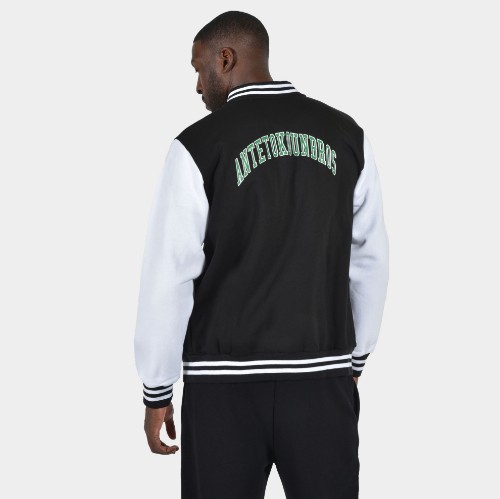 Men's Varsity Jacket | ANTETOKOUNBROS | Black Back thumb
