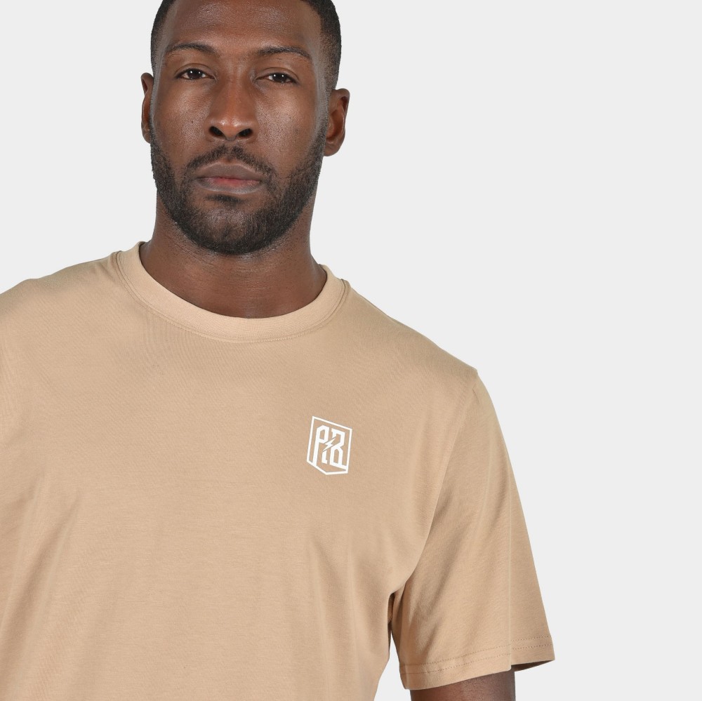 Men's T-shirt Baseline Vertical Logo | ANTETOKOUNBROS | Beige Detail