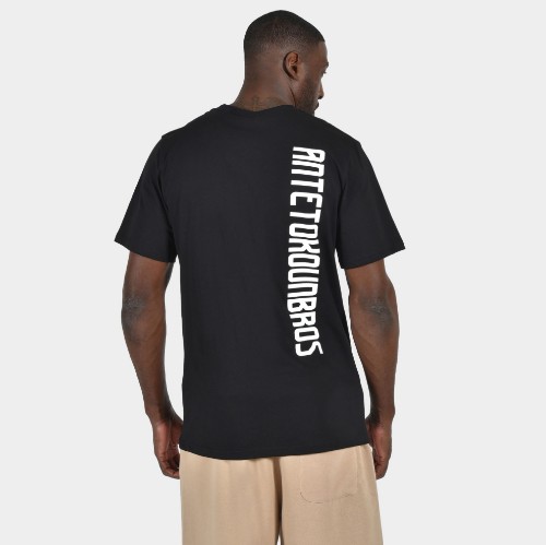 Men's T-shirt Baseline Vertical Logo | ANTETOKOUNBROS | Black Back thumb