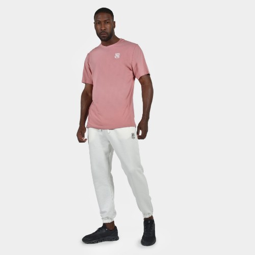 Men's T-shirt Baseline Vertical Logo  | ANTETOKOUNBROS | Dusty Pink Model Front thumb