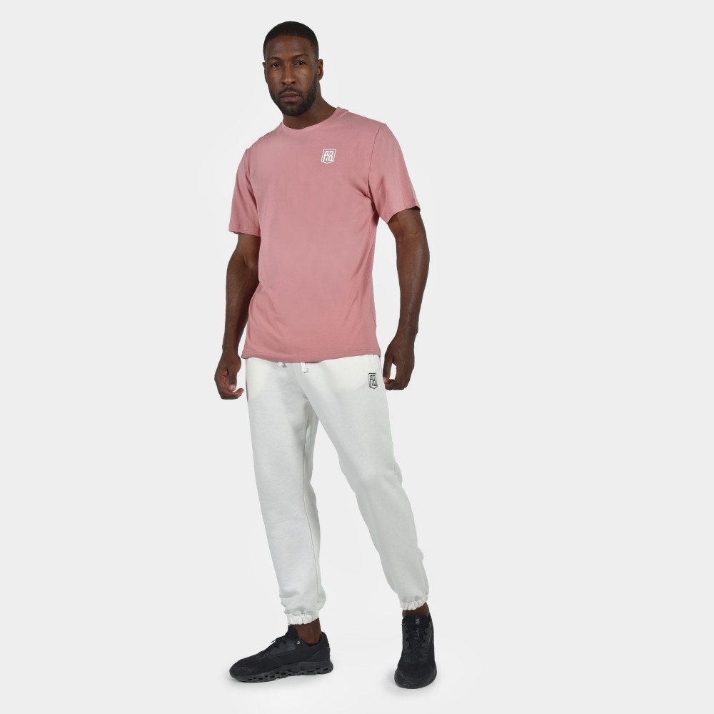 Men's T-shirt Baseline Vertical Logo  | ANTETOKOUNBROS | Dusty Pink Model Front