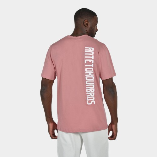 Men's T-shirt Baseline Vertical Logo  | ANTETOKOUNBROS | Dusty Pink Back thumb