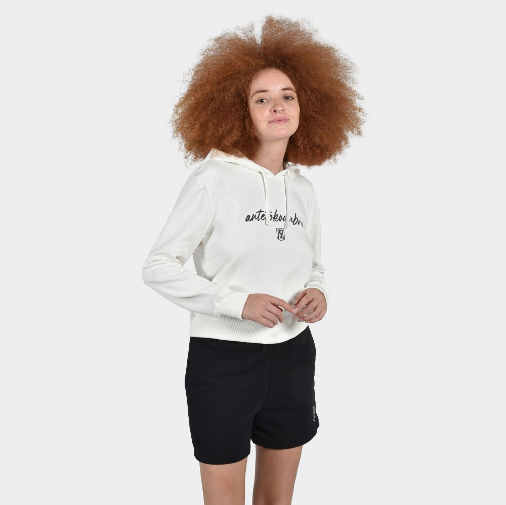 ANTETOKOUNBROS Women's Crop Hoodie | Off White Front