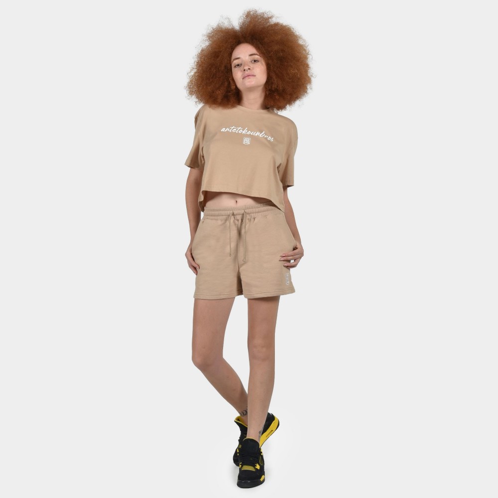 Women's Shorts Baseline | ANTETOKOUNBROS | Beige Front Model