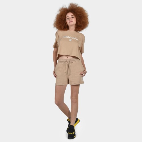 Women's Shorts Baseline | ANTETOKOUNBROS | Beige Front Model