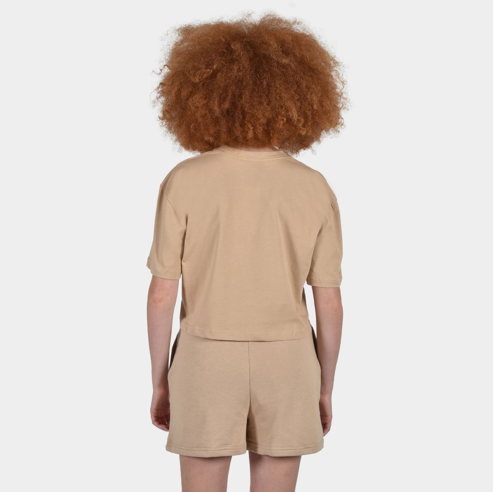 Women's Crop Top T-shirt | ANTETOKOUNBROS Baseline | Beige Back