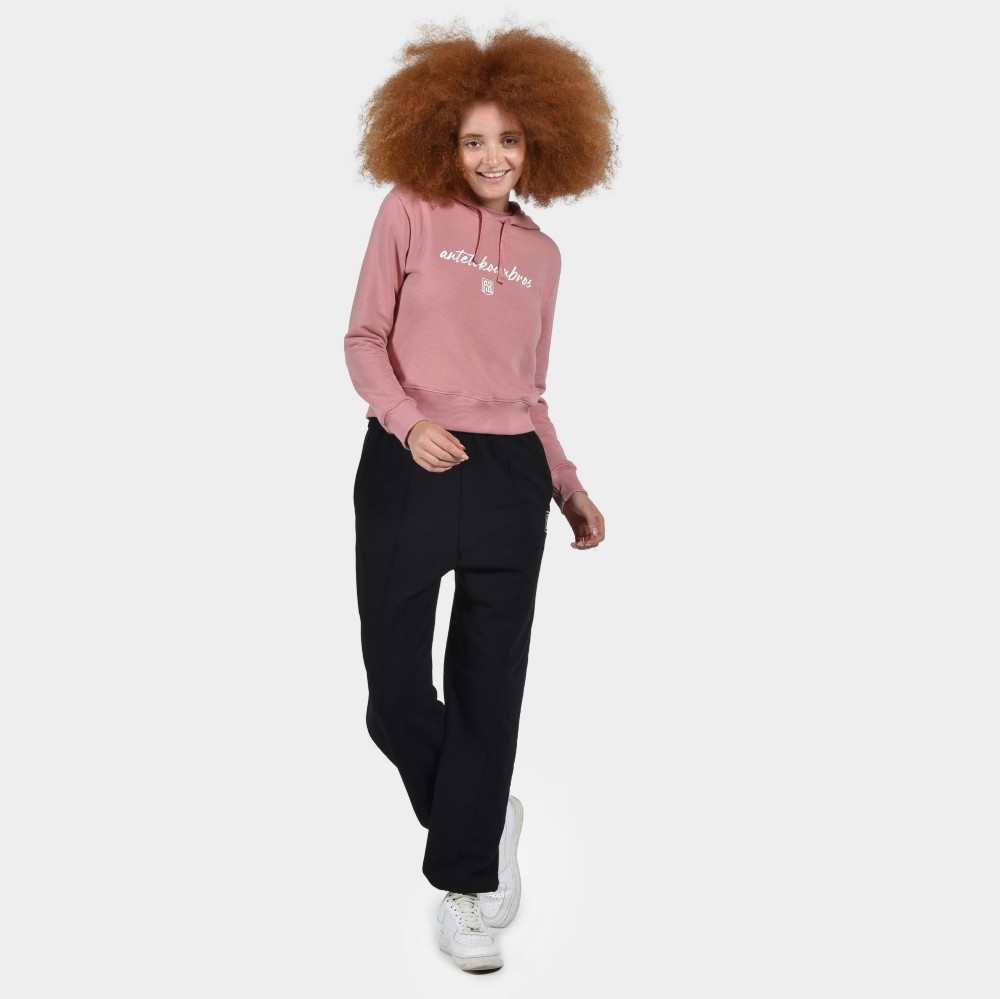 ANTETOKOUNBROS Women's Crop Hoodie | Dusty Pink Model Front